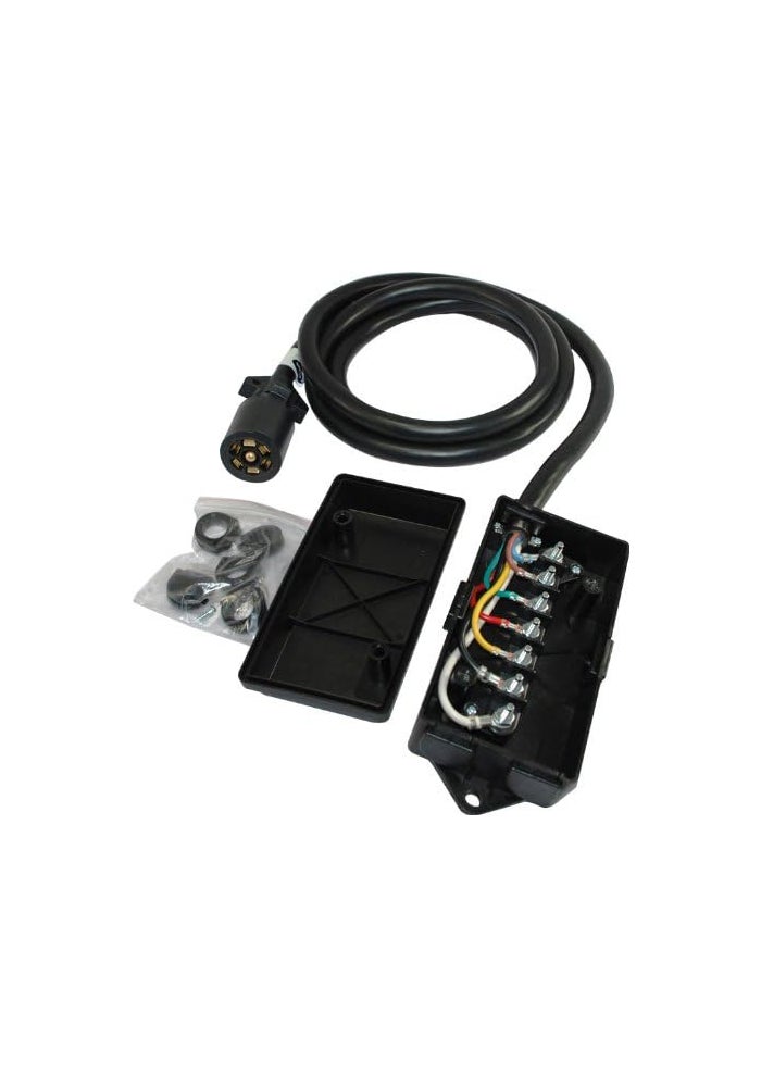 Conntek 7 Way Plug Inline Trailer Cord with 7-Gang Junction Box - Black, 8-Feet - Image 4